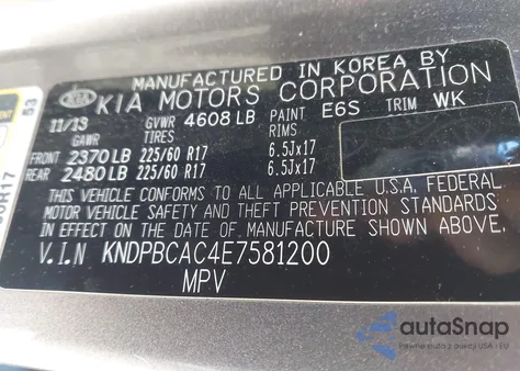 2014 Kia Sportage Lx z USA, uszkodzony, nr VIN KNDPBCAC4E7581200